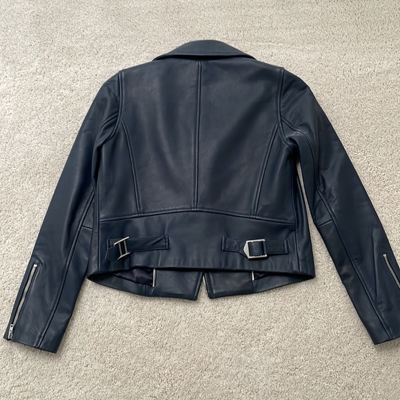 J.Crew Navy Leather Motorcycle Jacket - Picture 12 of 12